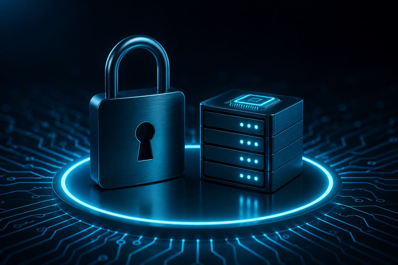 Padlock and private-data cube illustrating zero data retention